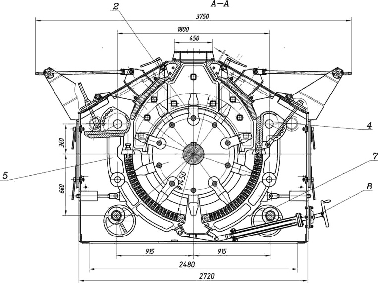 錘式破碎機幾何結(jié)構(gòu)圖