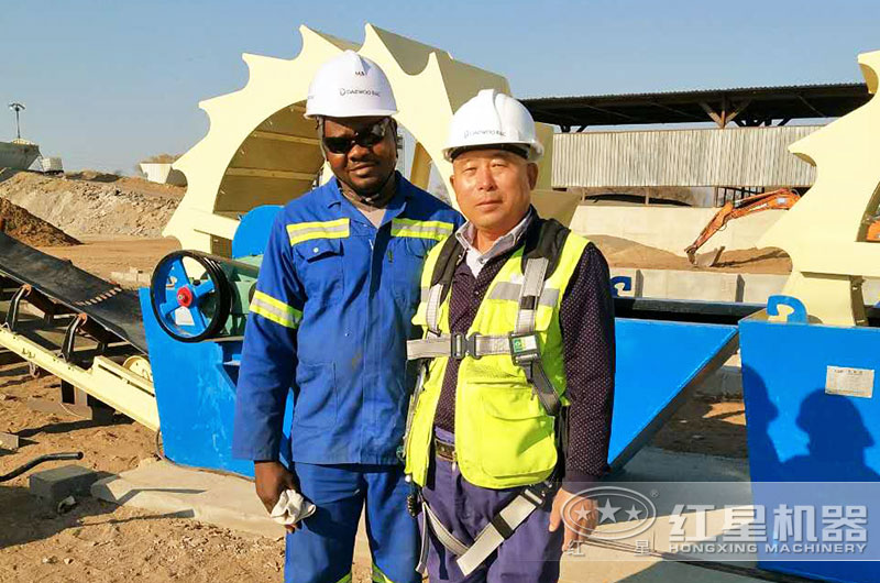 贊比亞利文斯頓石粉洗砂設(shè)備客戶生產(chǎn)現(xiàn)場