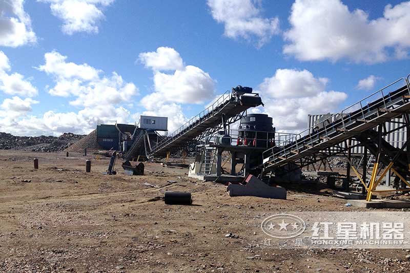 甘肅時產(chǎn)200噸礦渣碎石制沙現(xiàn)場一