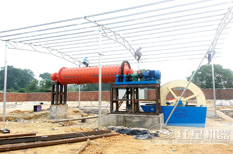 球磨機(jī)制砂現(xiàn)場(chǎng)